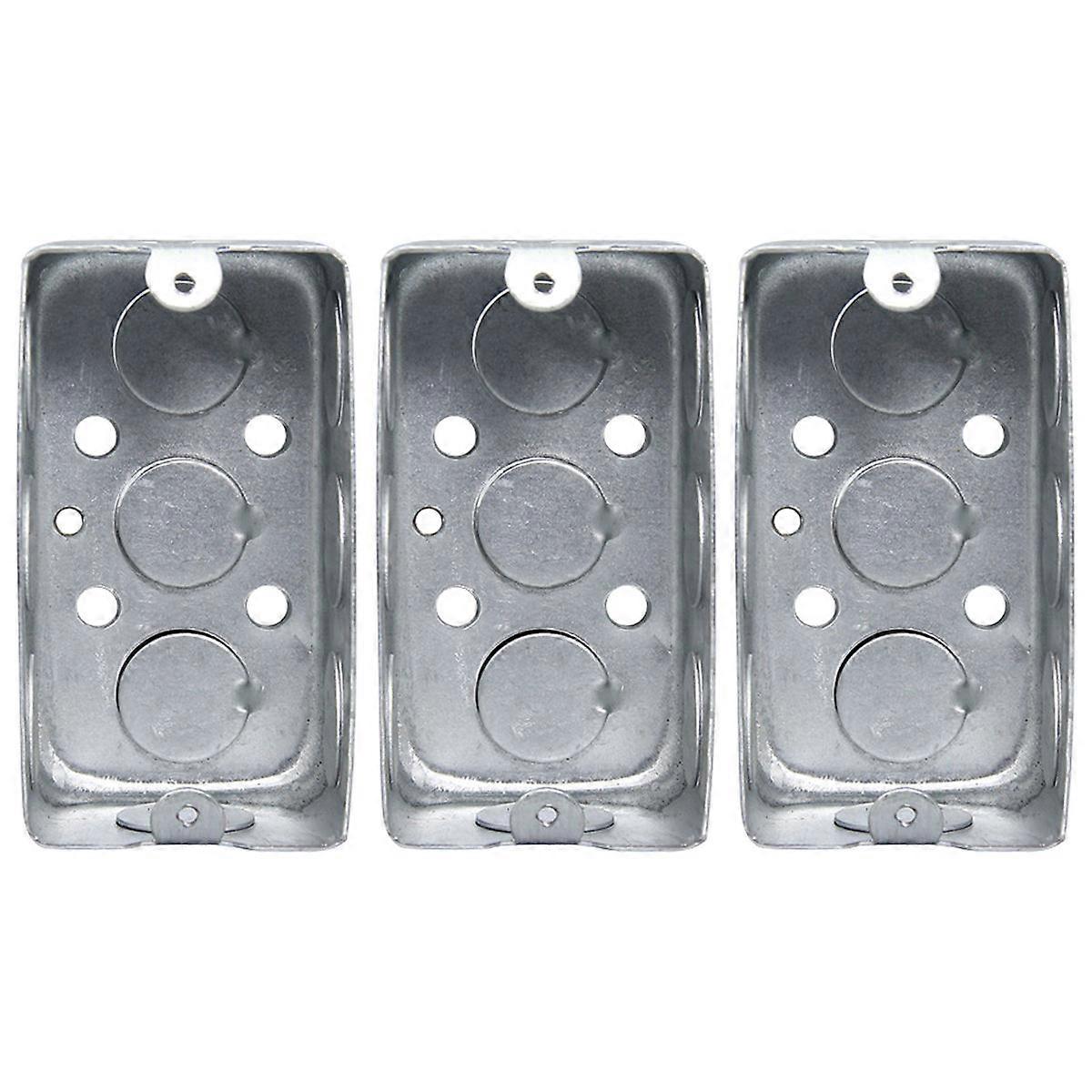 3Pcs Wall Socket Junction Box for Indoor Use Durable Silver Iron Box