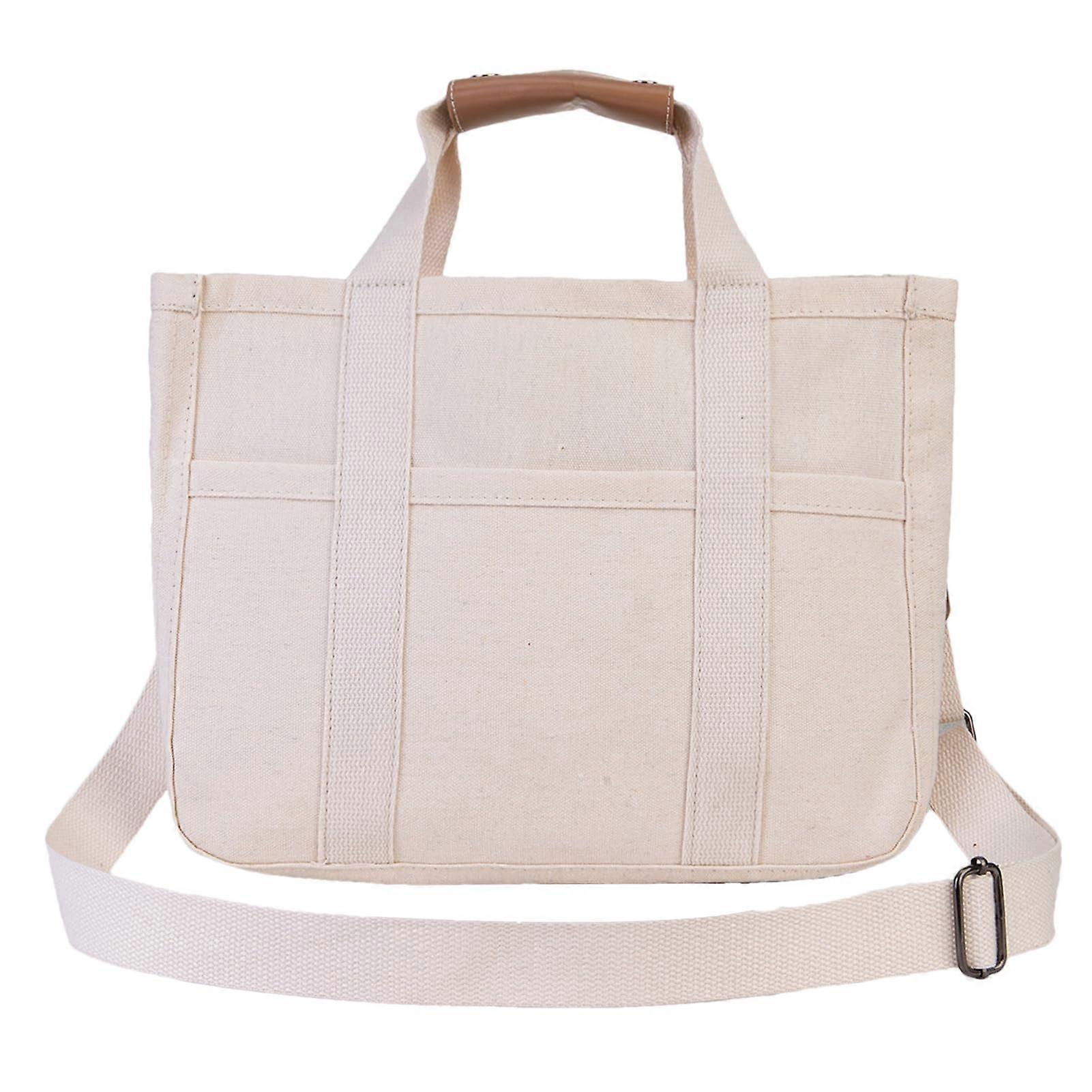 Mommy Tote Diaper Bag Canvas Diaper Bag With Compartments, MultiPocket, Shoulder Bag For Labor And Delivery, White