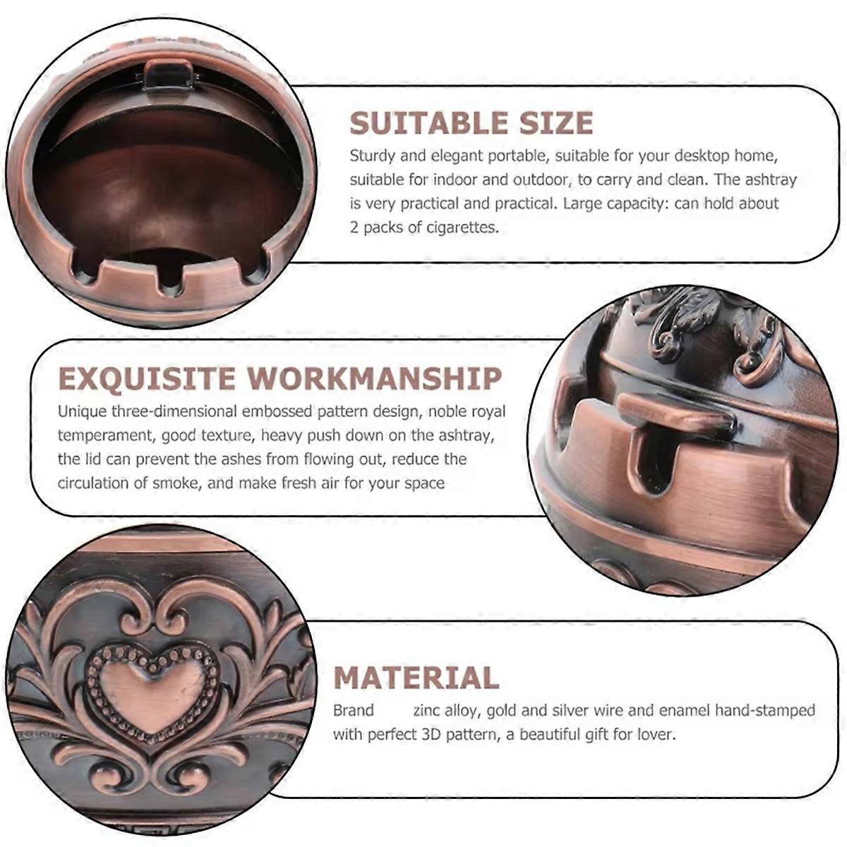 Vintage Windproof Ashtray with Lid Decorative B