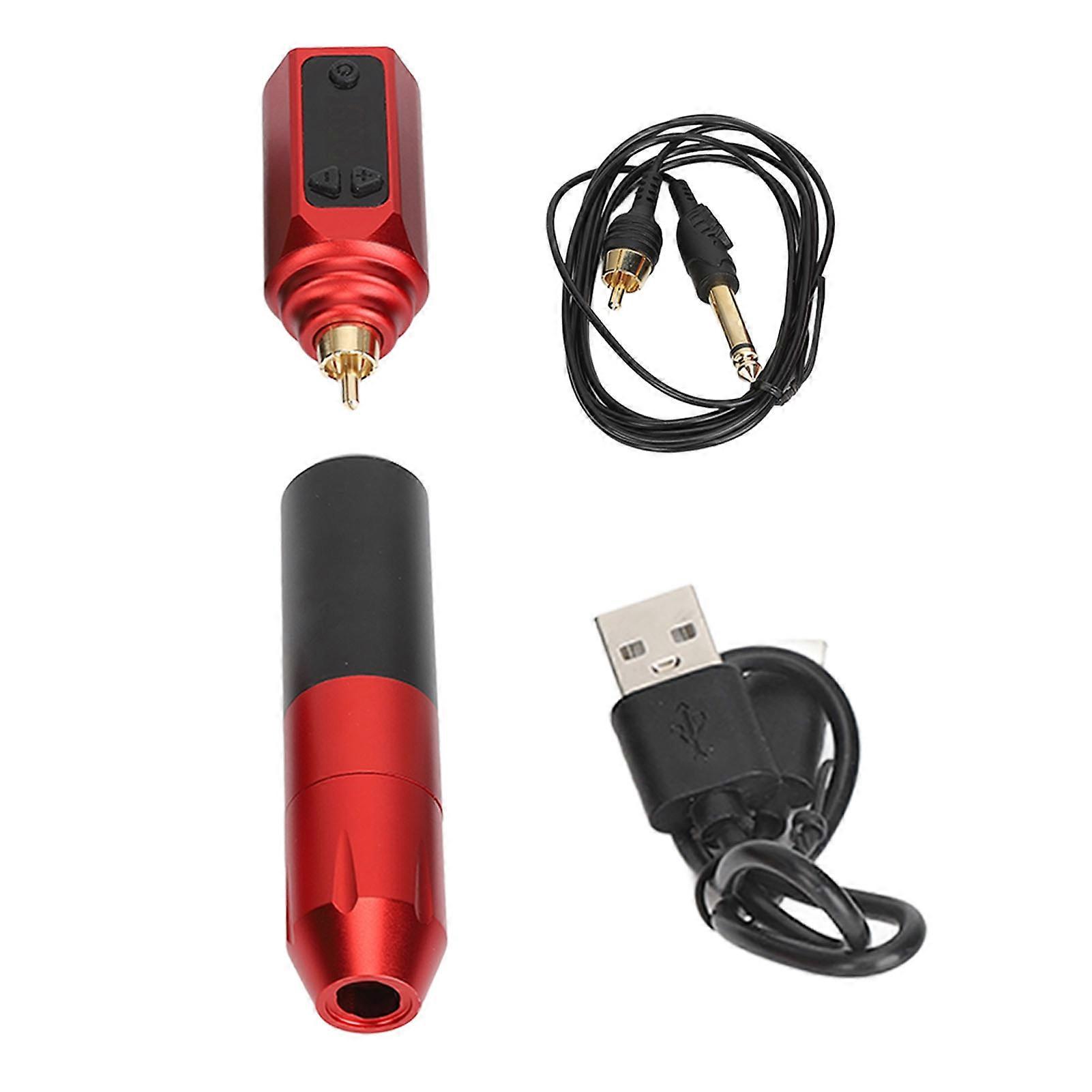 Kit de machine à tatouer rotative 1500 mAh, interface RCA, écran LED, alimentation sans fil, rouge