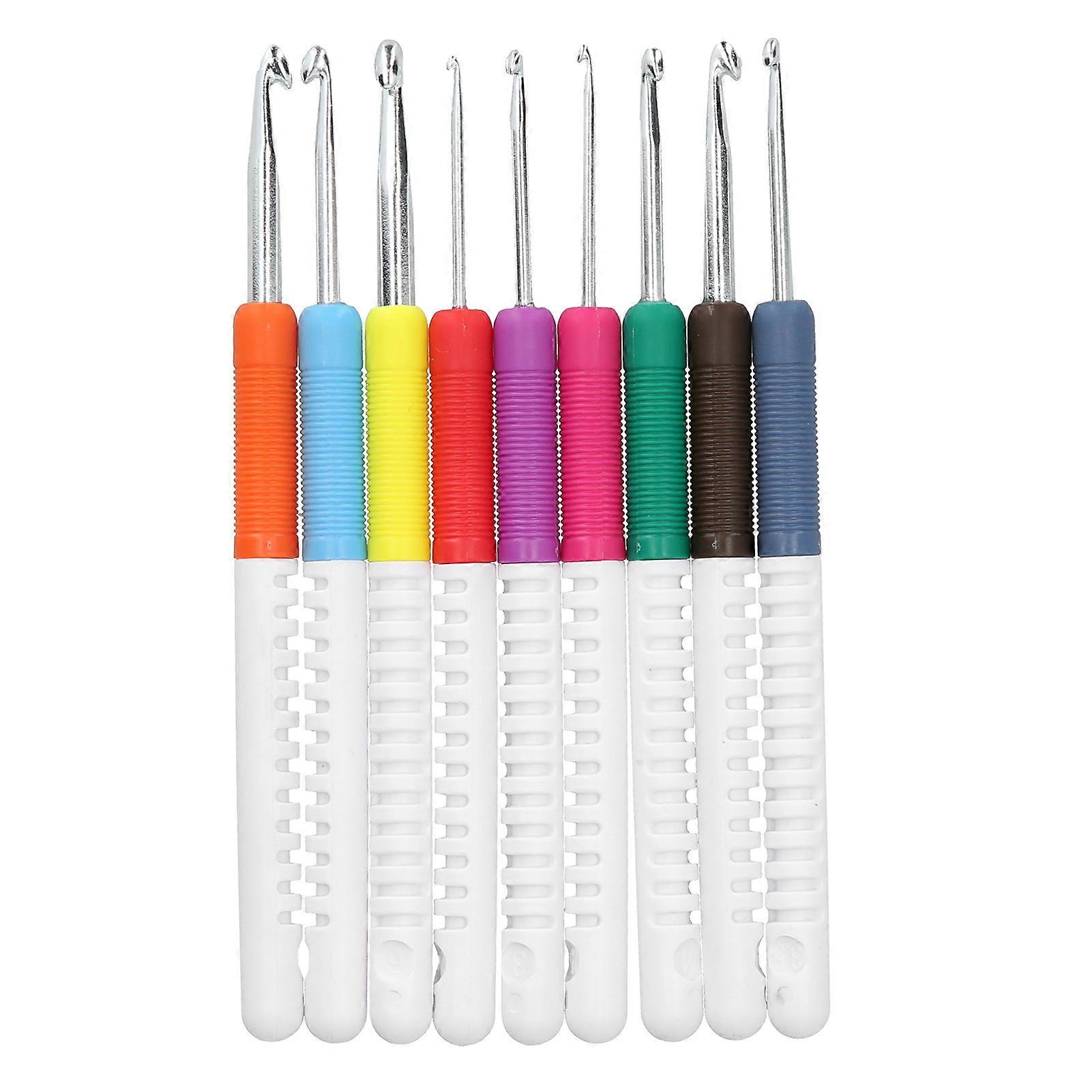 Ensemble de 9 crochets ABS avec poignée en plastique bicolore, outils de tricotage pour pulls tissés à la main