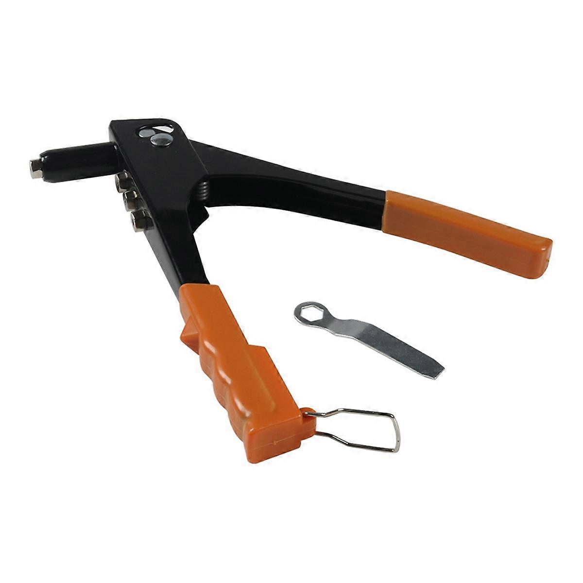 Heavy Duty Riveter Riveting Machine with 4 Rivet Machine Nozzles and 1 Wrench Hand Tools Rivet Nut Tool Orange