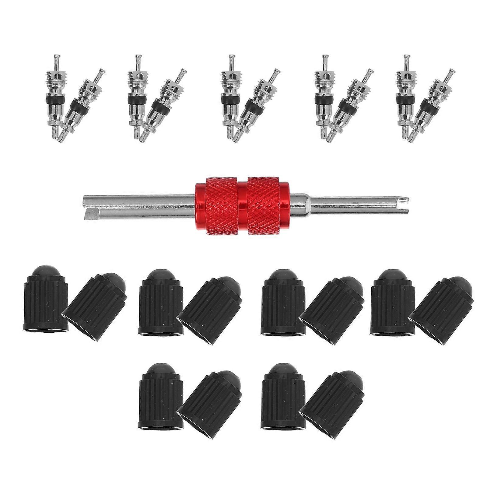 Car Tire Valve Stem Caps with Tool Bike Valve Core Kit 4Sets Included