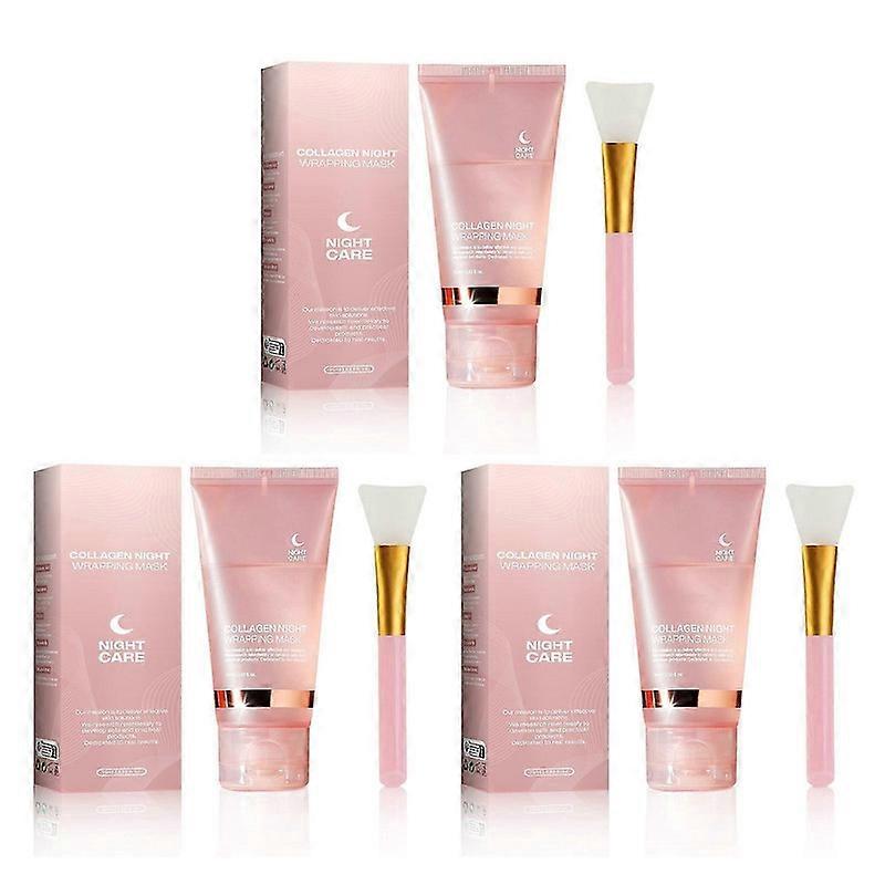 13x Collagen Night Wrapping Mask, Hydrolyzed Collagen Overnight Wrapping Peel Off Facial Mask for All Skin Types