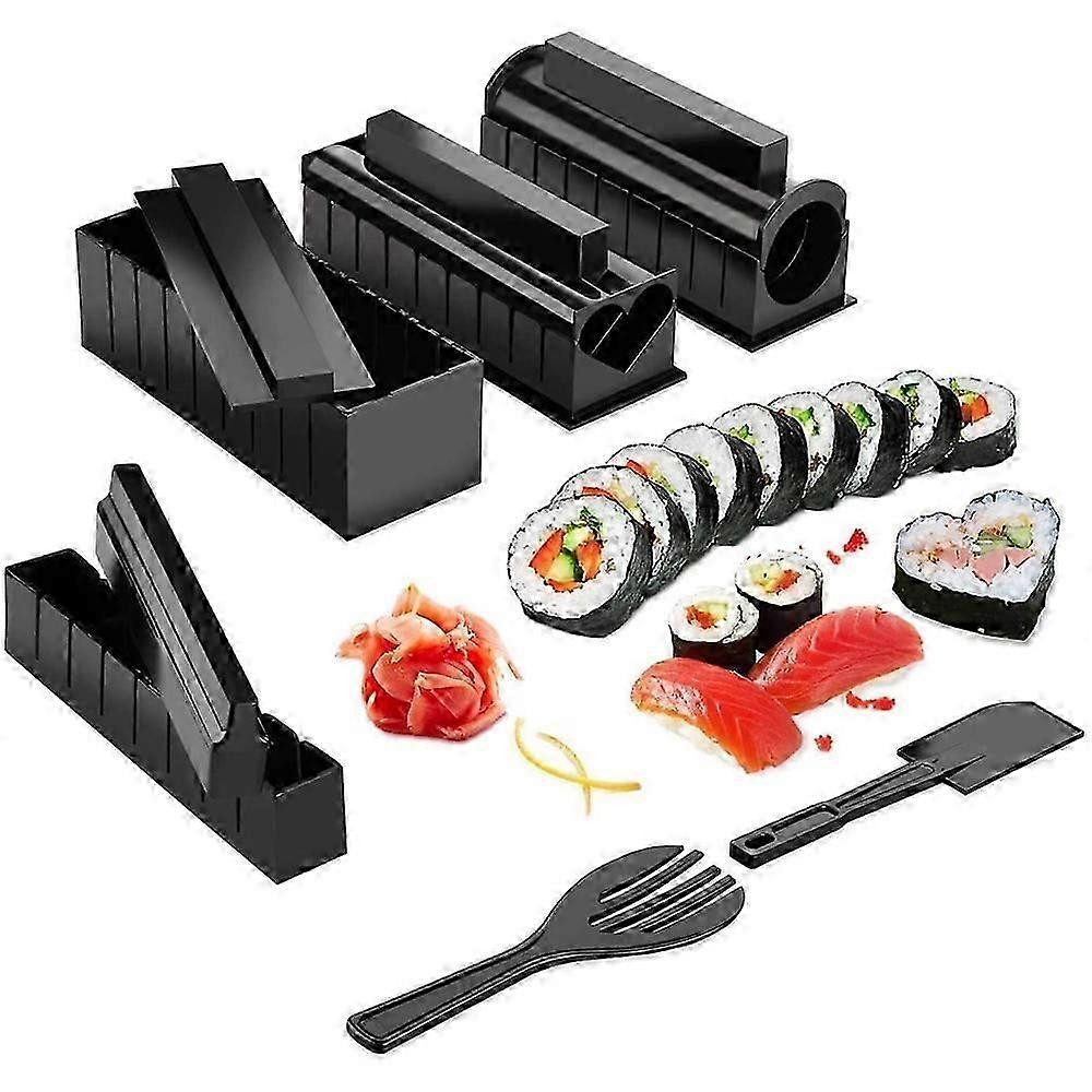 Sushi Maker Kit, 10 pcs complete sushi making kit, 4 forms DIY sushi making set with high quality sushi knife, perfect for sushi DIY also as a gift -