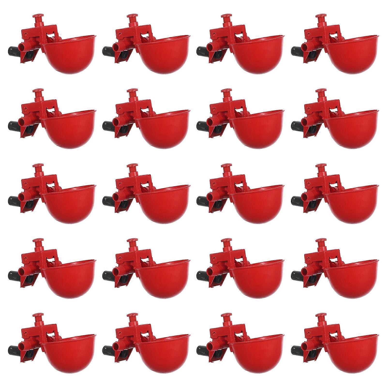 Quail Drinker Water Cups for Chicken Farms 20Pcs Red Automatic Bowls