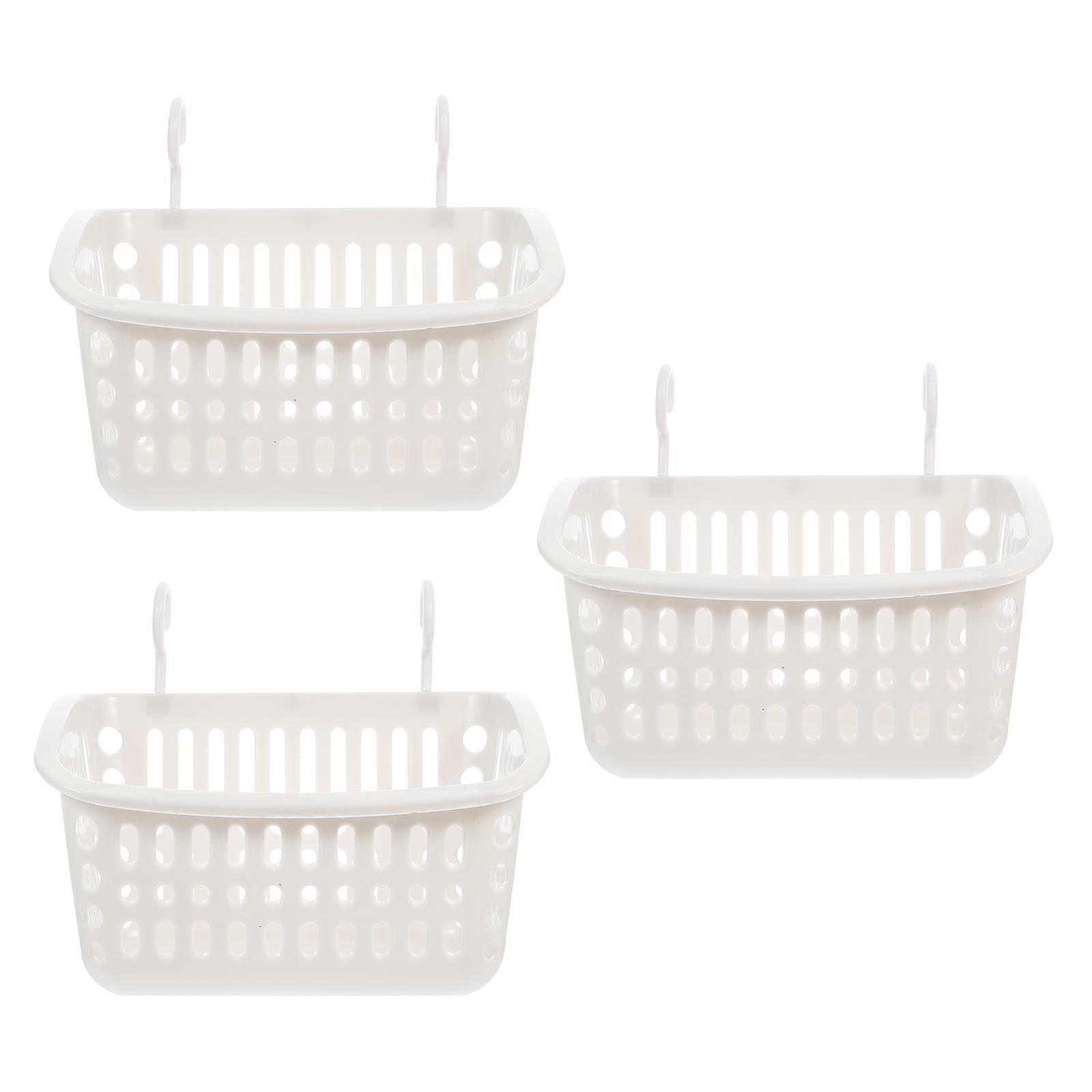Bathroom Baskets Storage Basket Plastic Rectangular Homeowners Water Drainage Hanging 3Pcs