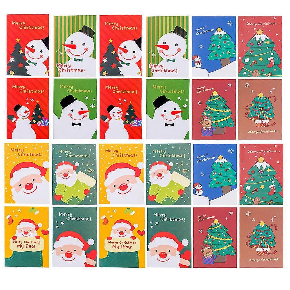 Rectangular 24Pcs Christmas Theme Notepads For Everyday Use Featuring Lovely Cartoon Patterns Ideal For Children Students And Adults