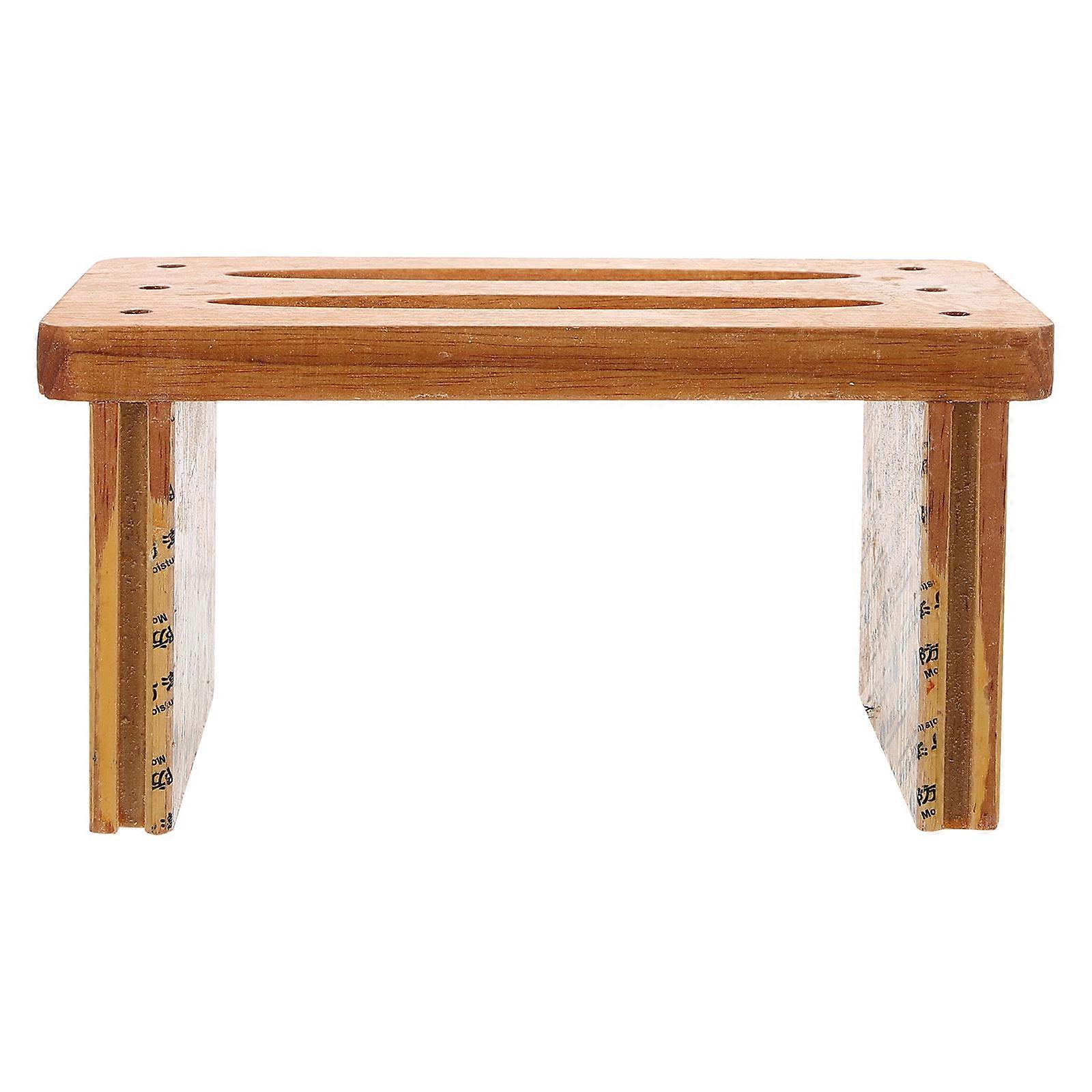 Solid Wood Stool Sitting Stool Work Desk Use Non-slip Surface Khaki Color 21.50X12.00X10.50CM 1Set