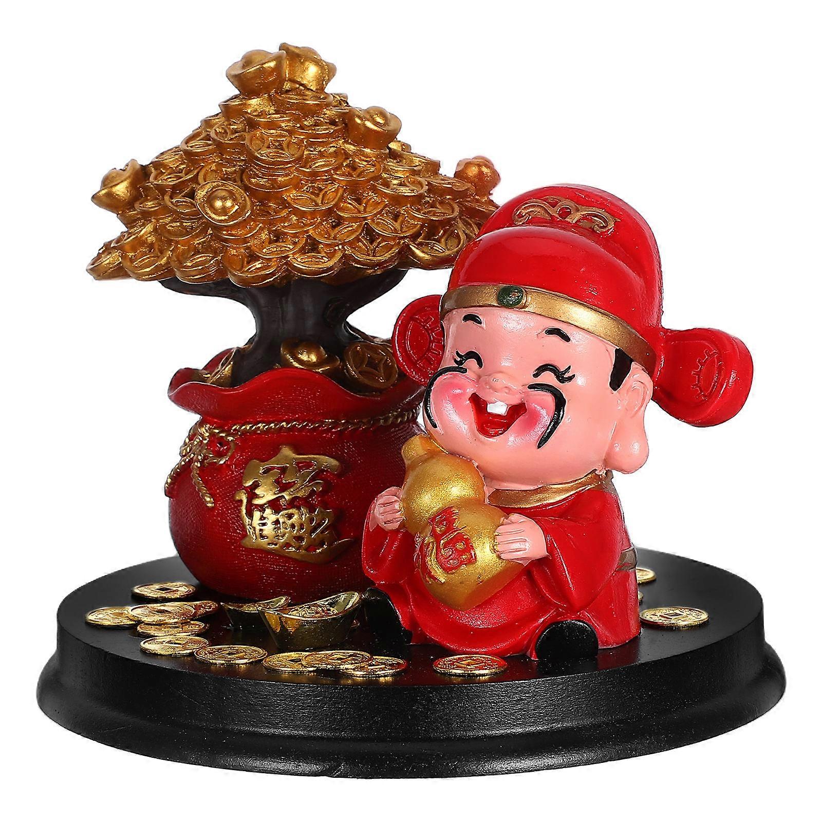 God of Wreath Resin Figure for Decoration 2Pcs Red Resin Craft Ornament