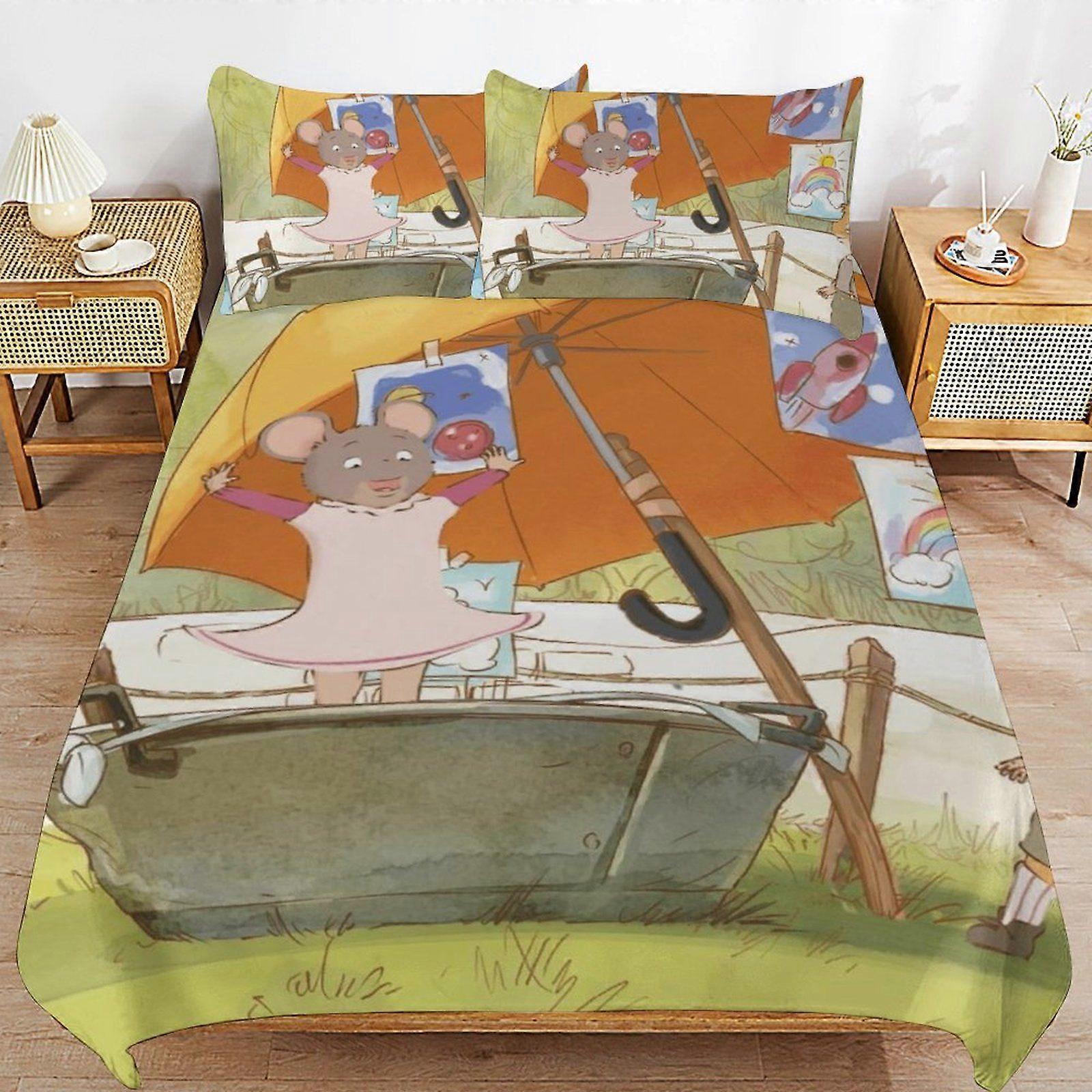 S429 Ernest & Celestine Daily Comfort Soft Durable Zipper Structure Comfortable Fabric Duvet Cover Sets Sleeping Essentials A429