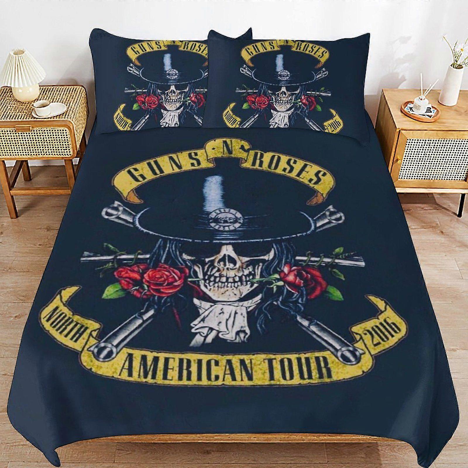 u14 Guns N Roses Bedding System Smooth Fabric Zipper Closure Comfortable Texture Soft Feel Duvet Cover Sets Pack i14