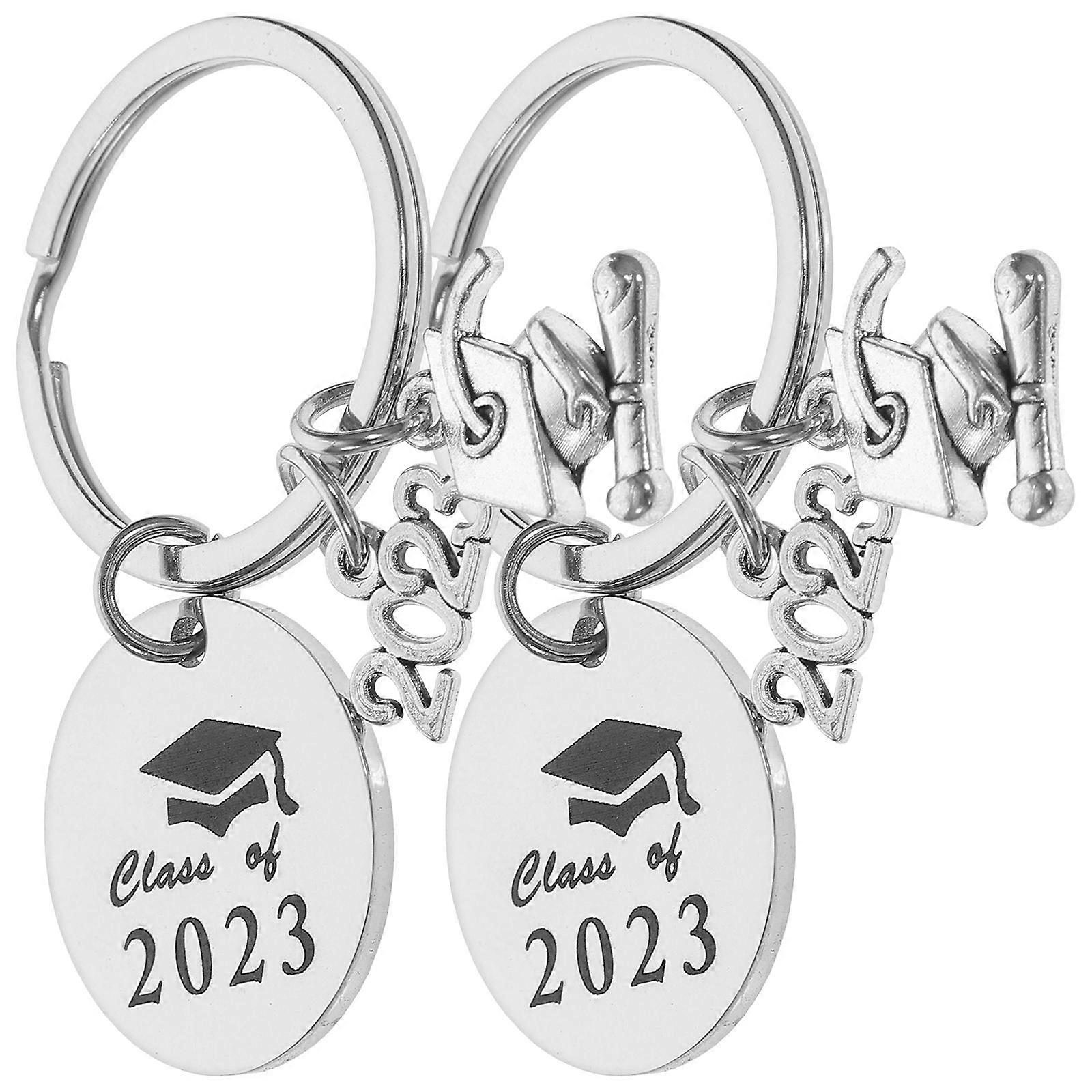 Graduate Keychain Fine Workmanship For Backpacks Durable And Safe Round Shape 2Pcs