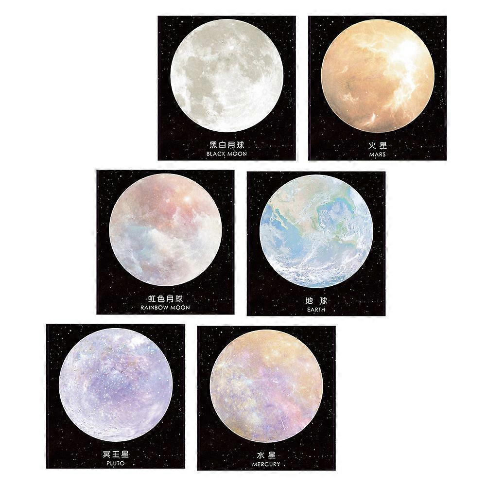 Memo Pad Round Supplies Paper Assorted Color for Self-Stick 6Pcs