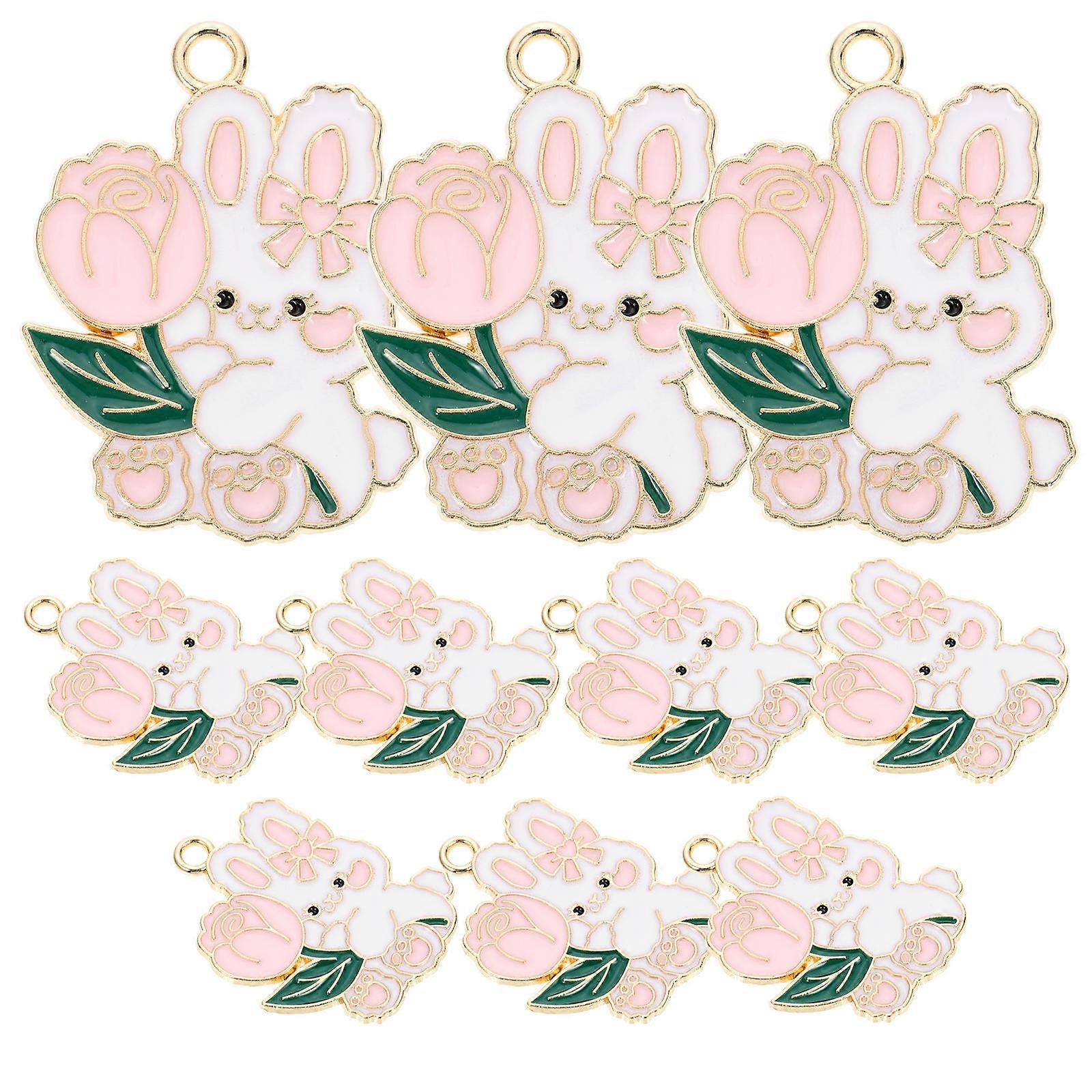 Creative Alloy Rabbit Pendant for Key Chain Making 10Pcs