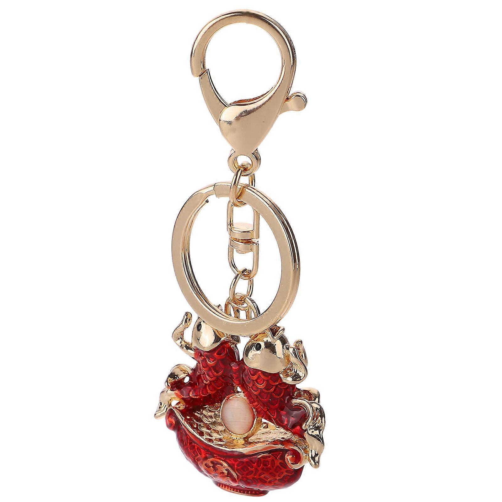 Chinese Style Key Pendant for Key Use 2Pcs Durable Red Alloy Keychain Set