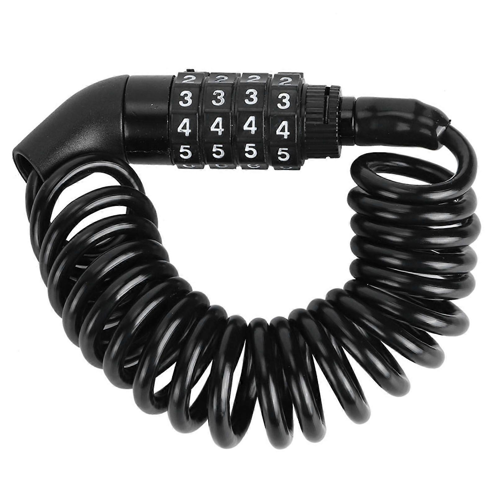 Universal Motorcycle Helmet Lock &amp; Cable Code Combination PIN Locking Carabiner Black