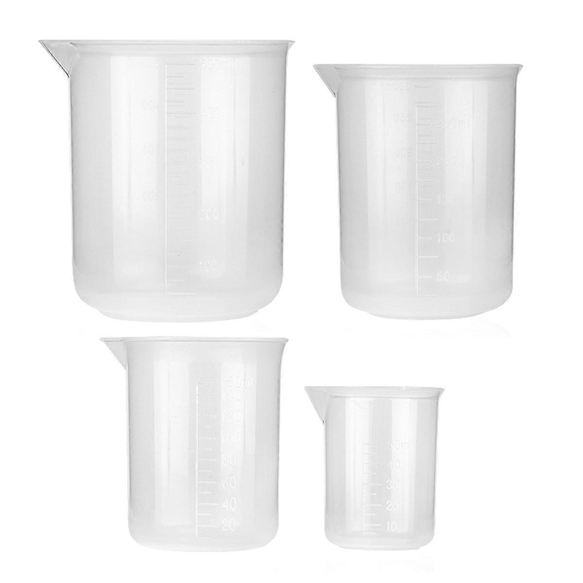 Measuring Beaker Plastic Graduated Measuring Cup for Laboratory 4Pcs Set