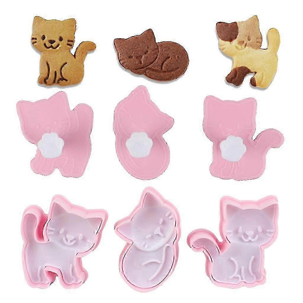 3 Pack Plastic Cookie Cutters Cookie Moulds for Cat Shape Cookie Baking Accessor