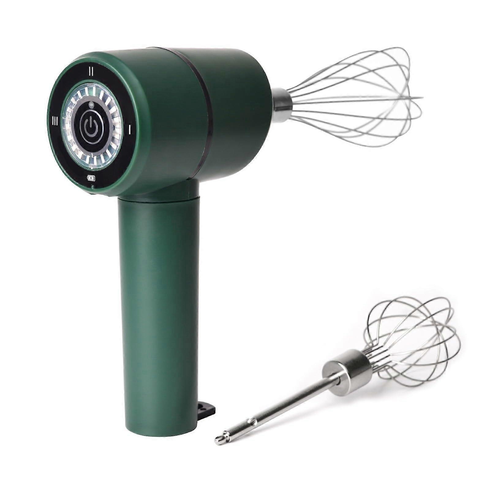 Wireless Electric Hand Mixer For Baking Stainless Steel Whisks MultiSpeed Practical Green Kitchen Tool