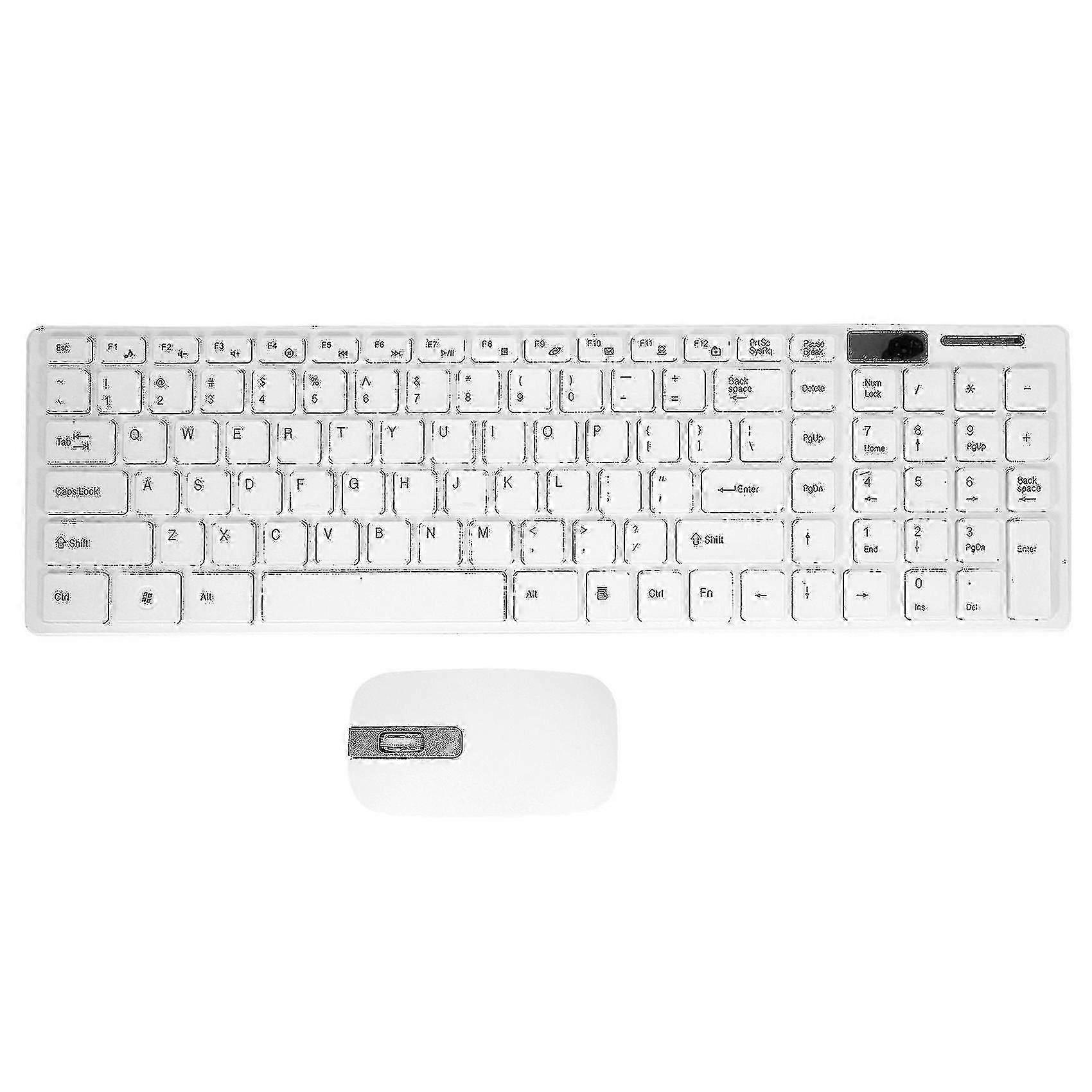 Wireless Slim White Keyboard + Wireless Optical Mouse Set For Pc And Laptop