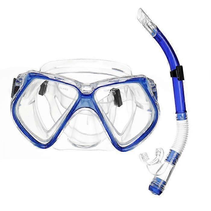 Diving Goggles Set - TEMPSA - Mask and Tube - Tempered Glass - Adjustable - Blue