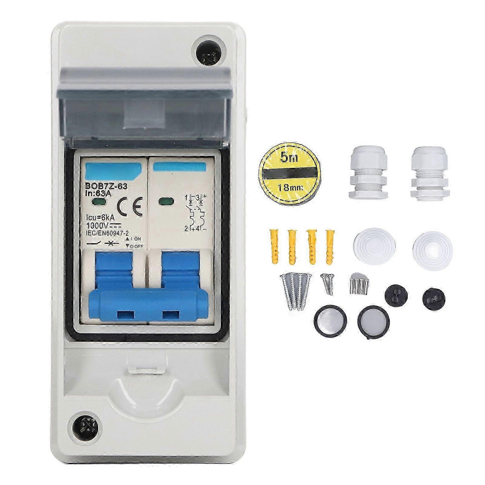 25-26 PV Solar Disconnect Switch Overvoltage Protection IP65 Waterproof Miniature Circuit Breaker 63A 1000V