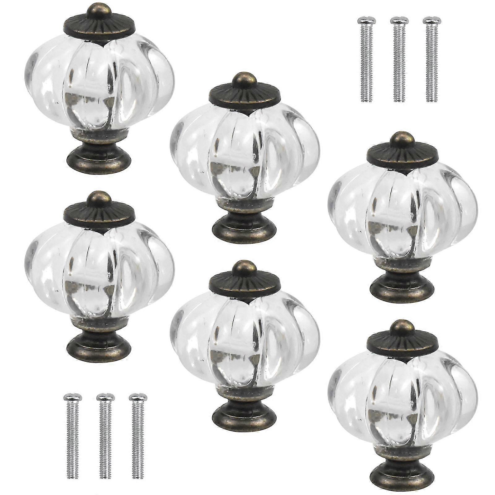 25-26 6 Pcs Vintage Pumpkin Cabinet Knobs Antique Drawer Knobs Acrylic