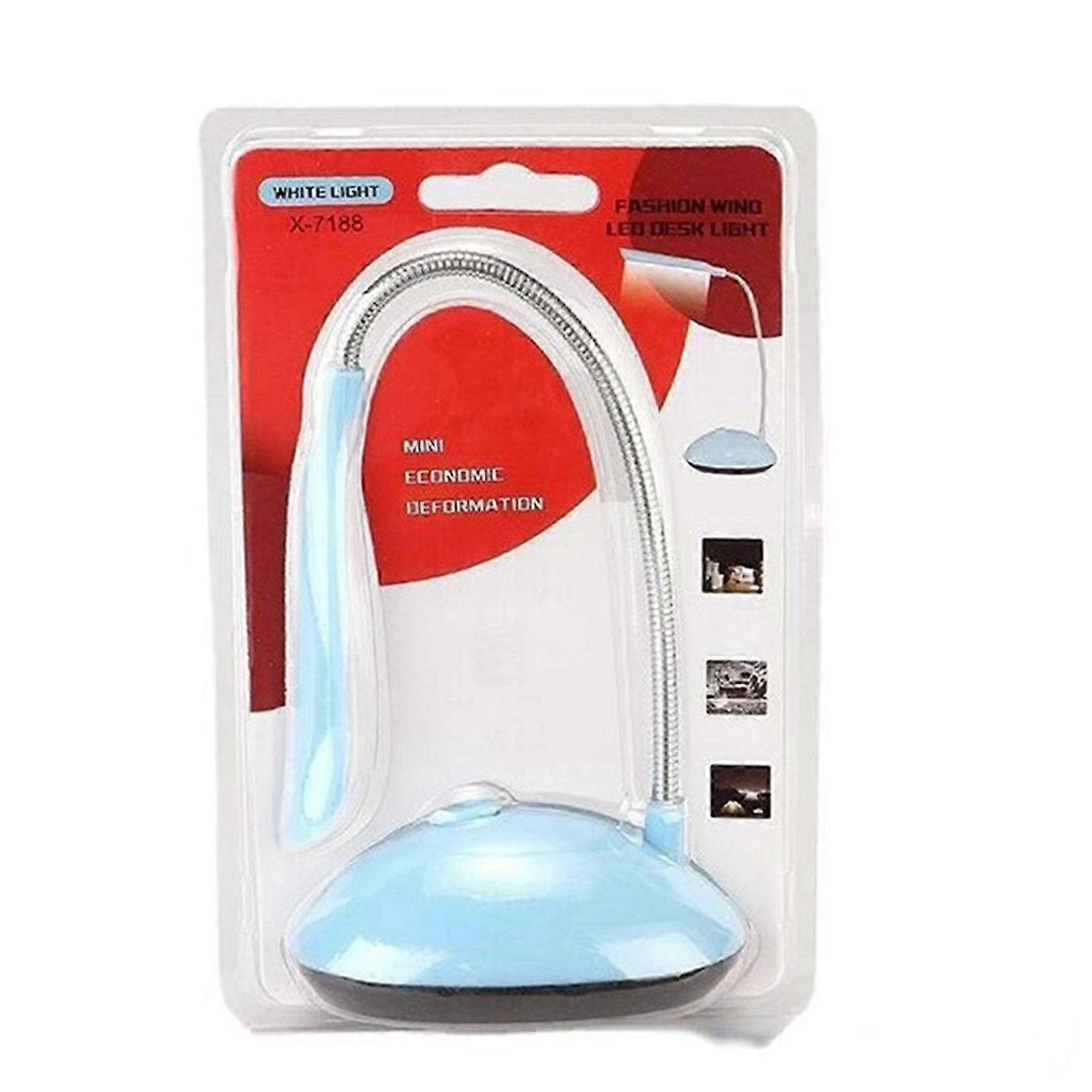 Battery Powered Mini LED Desk Lamp Eye Caring Table Lamp Foldable Reading Lamp for Bedroom Dormitory Flexible Gooseneck Double bubble BLUE 2