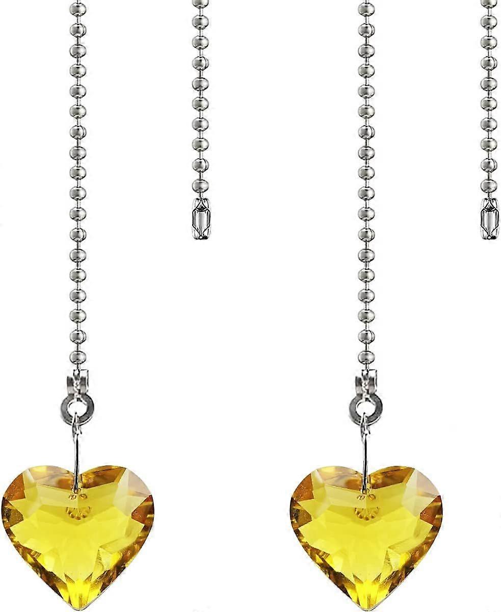 2Pcs 12inch Crystal Heart Prisms Pendant Ceiling Fan Pull Chain Extender with