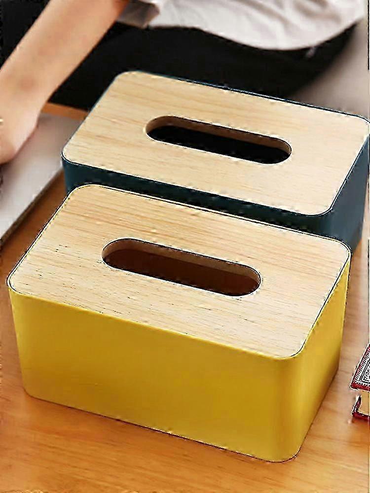 Napkin Storage Holder Paper Dispenser Wooden Cover Desktop Organizer Rectangular Case Tissue Box