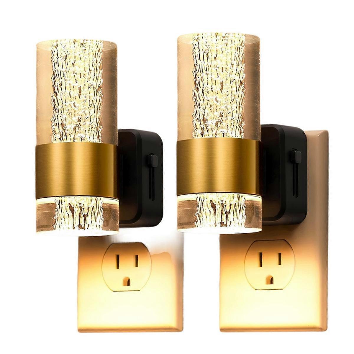 LED Night Lights Plug Into Wall 2-Pack, 3000K Plug in Night Light Dusk to Dawn Sensor, Adjustable Brightness EU Plug