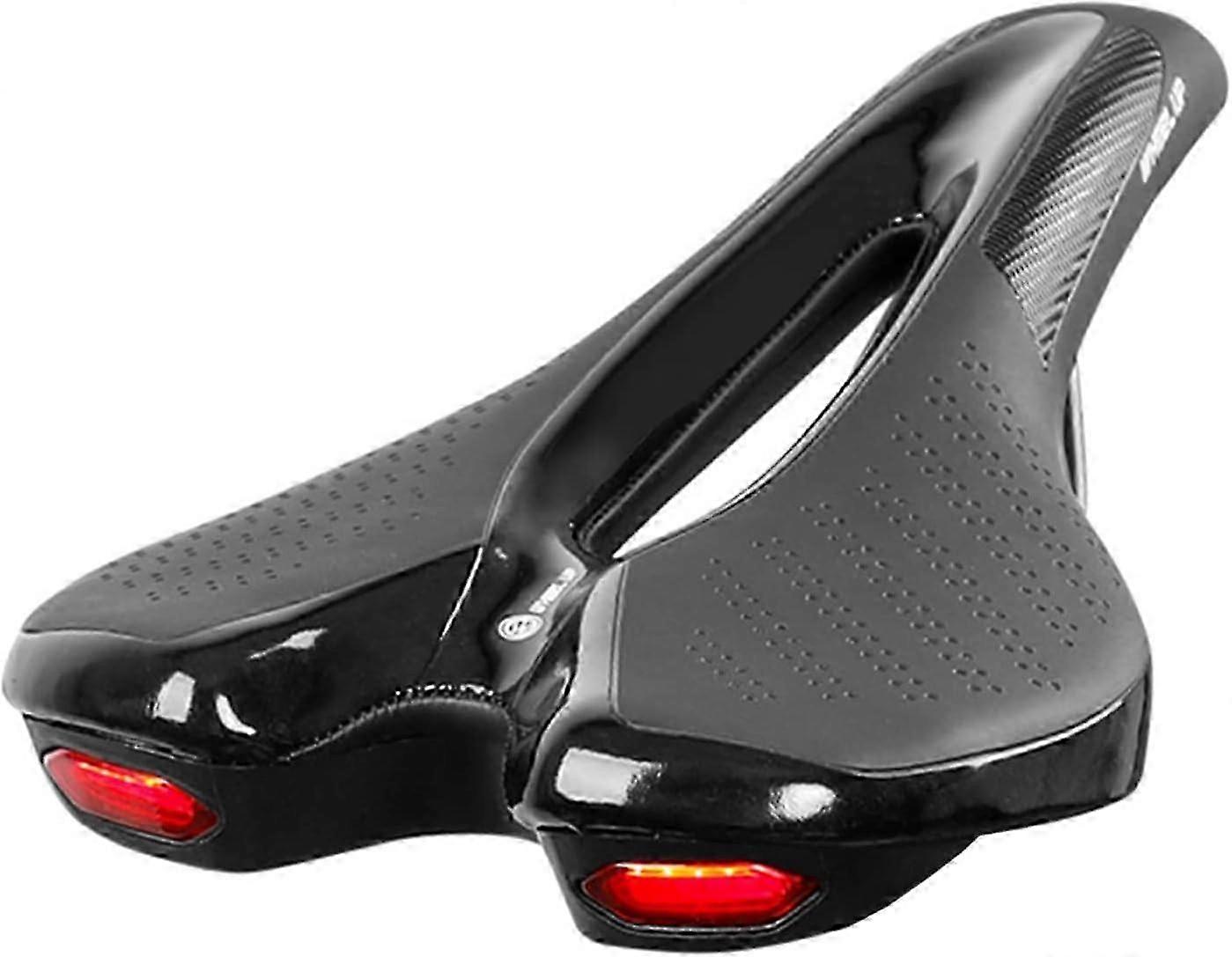 Bicycle Seat with Rear Light, Bicycle Saddle Soft Bicycle Saddle USB Charging Warning Breathable Sea