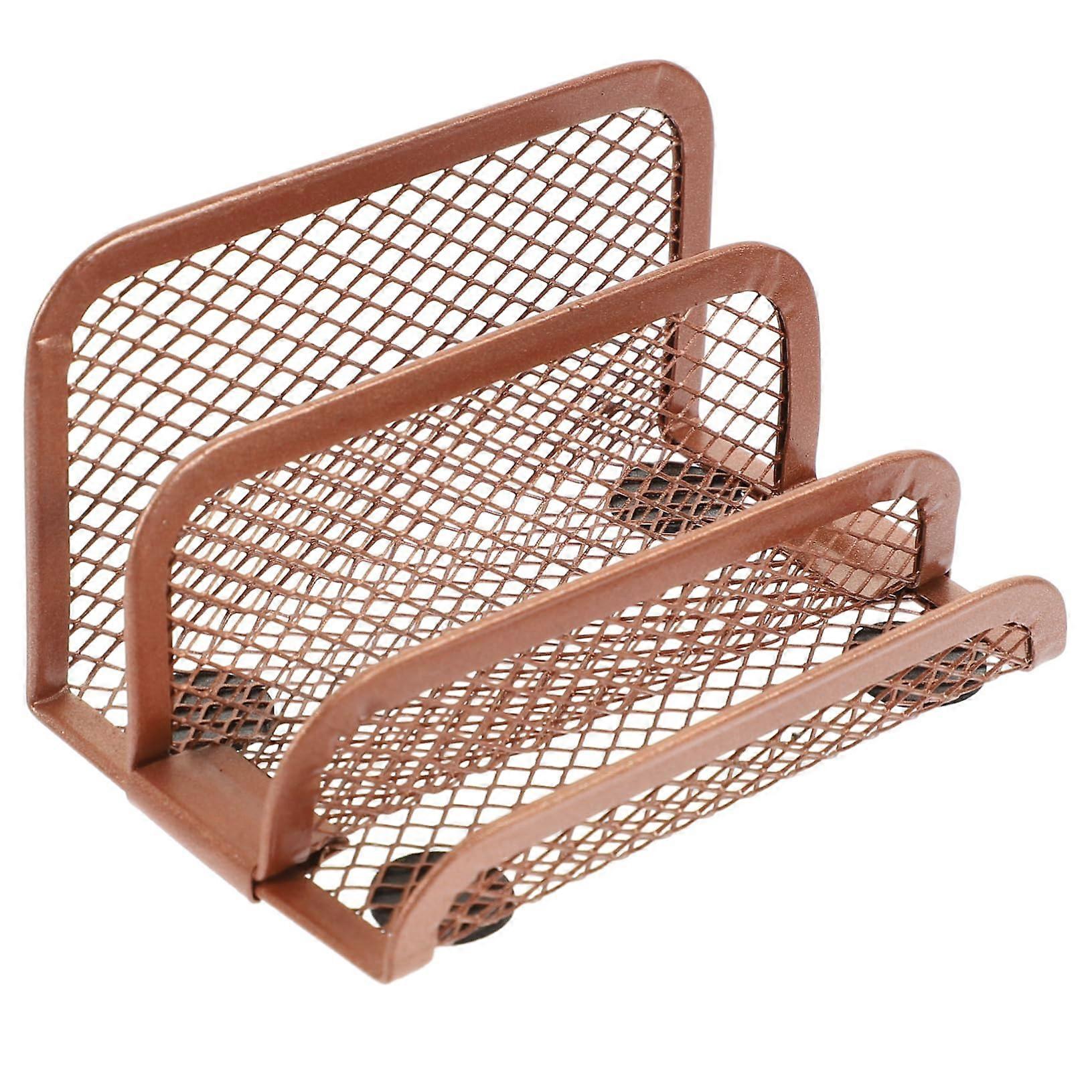 Metal Data Rack Book Organizer Desktop Magazine Rack Rose Gold Finish For Home Office Document Holder Function