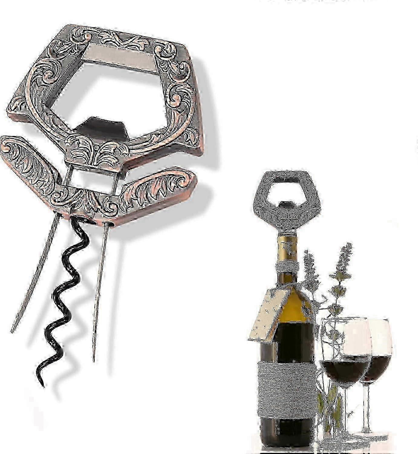 3 in 1 Ah So Two Prong Wine Opener & Cork Remover,It Can Remove The Older and Fragile Wine Corks so Easy for Connoisseurs to UncorkL