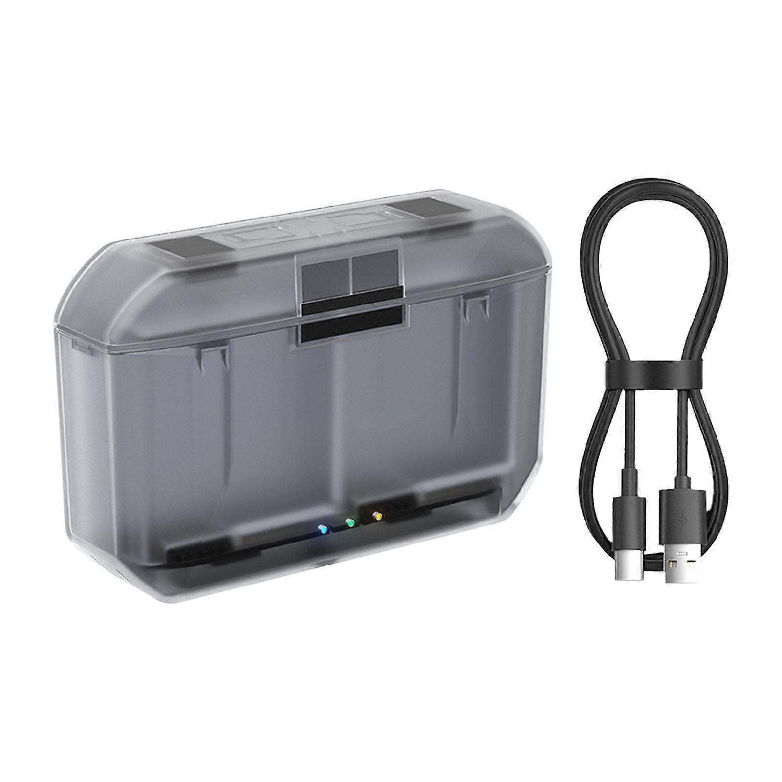 Portable Double Slot Charging Case With Magnetic Locking LED Status Monitor For Action 5Pro/4/3/Osmo360 Cameras Multicolor