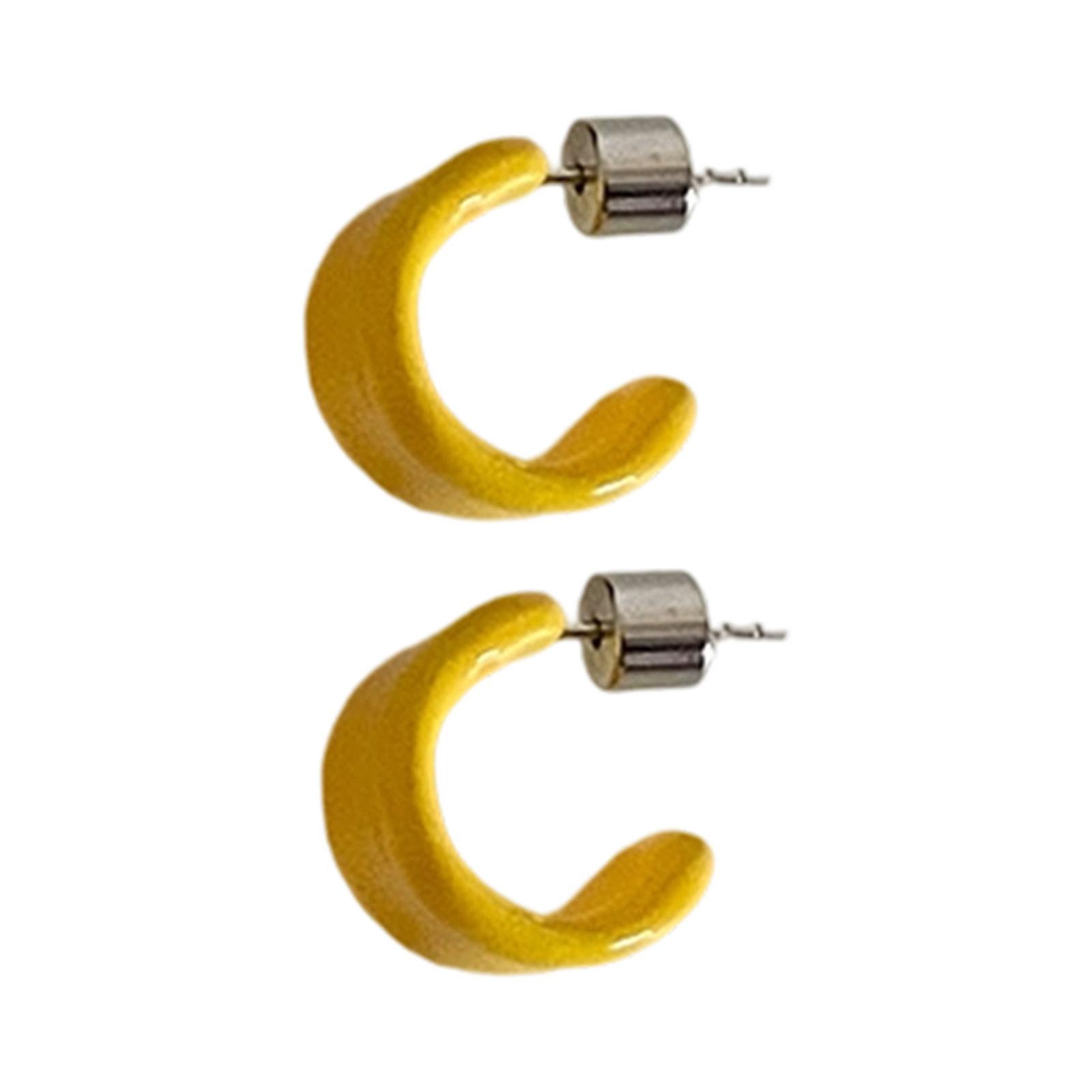 Retro Open C Shape Earrings with Modern Fashion Twist Comfortable and Sturdy Materials for Trendy Women Daily Use  Yellow