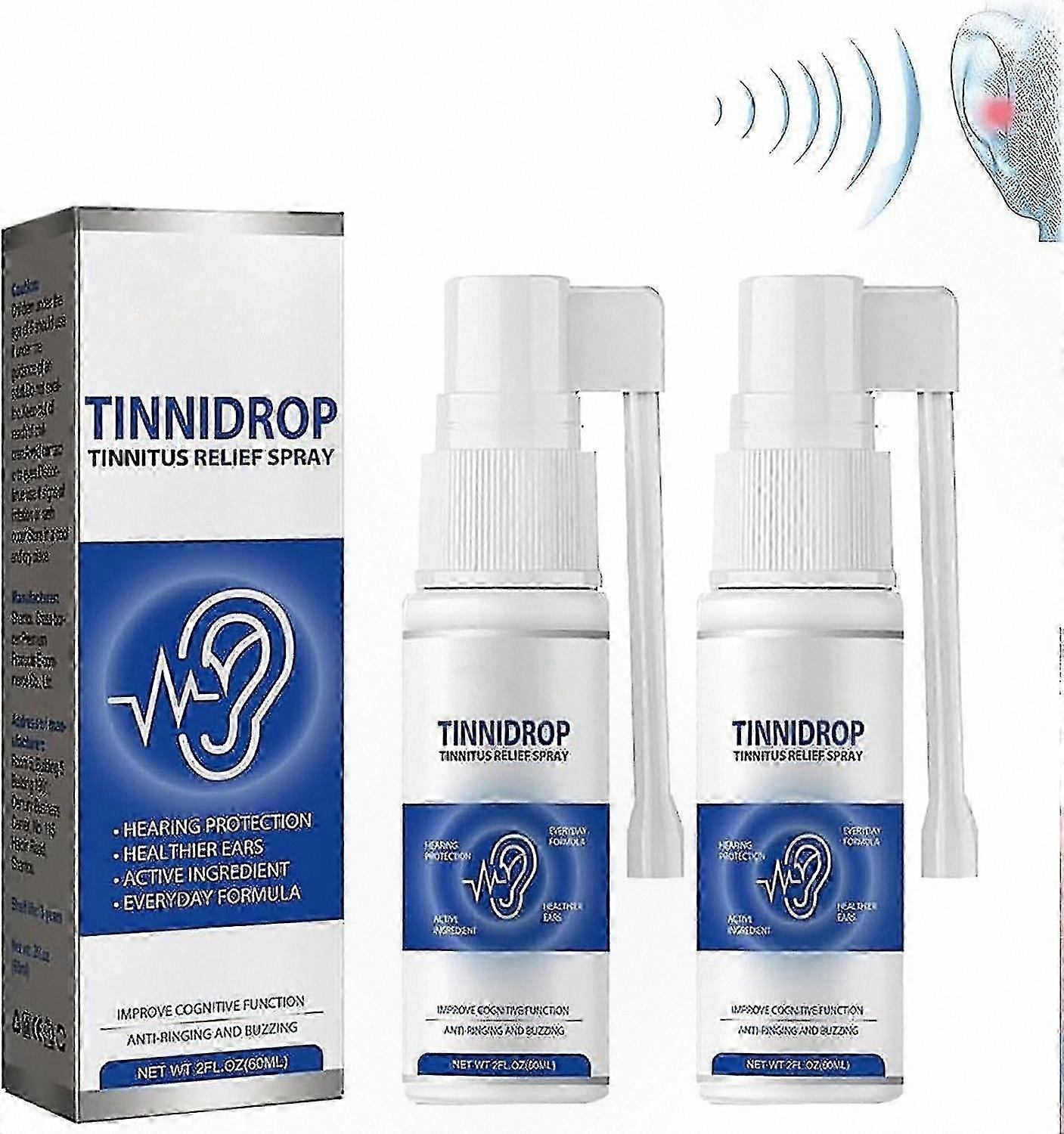 2-Pack 60ml Ear Care Solution for Tinnitus and Ringing Ear Support Spray