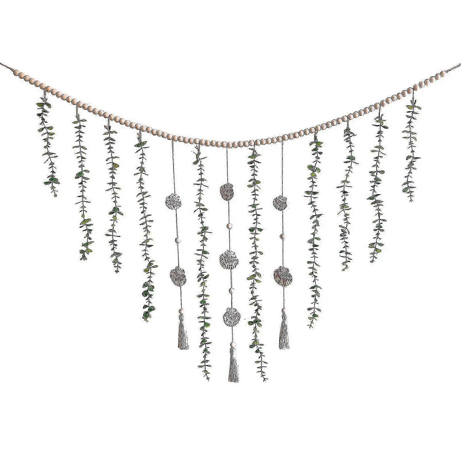 Bohemia Macrame Wall Hanging Photo Display - Pvc Leaf Shell Storage For Home Office Decoration