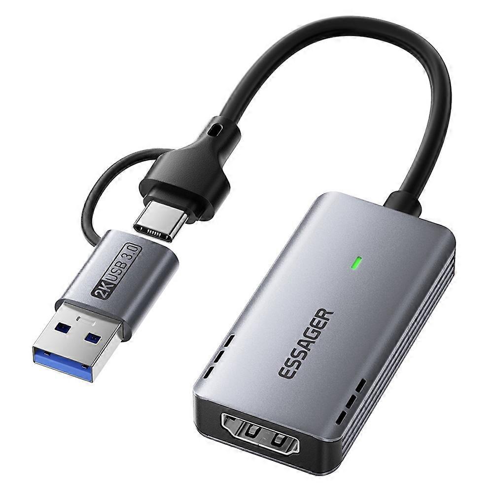 ESSAGER ECJK2K-HC0G-Z 4K 60Hz HDMI Video Capture Card USB 3.0 2 in 1 Interface Plug and Play Capture Card with Cable