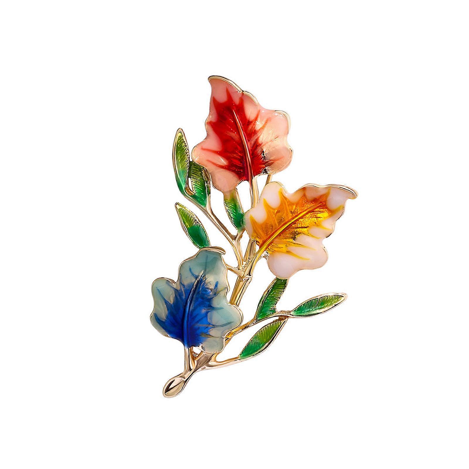 Maple Leaf Shaped Enamel Pin Sophisticated Unisex Accessory For Office Occasion Enamel Leaf Design Brooch Pin Multicolor