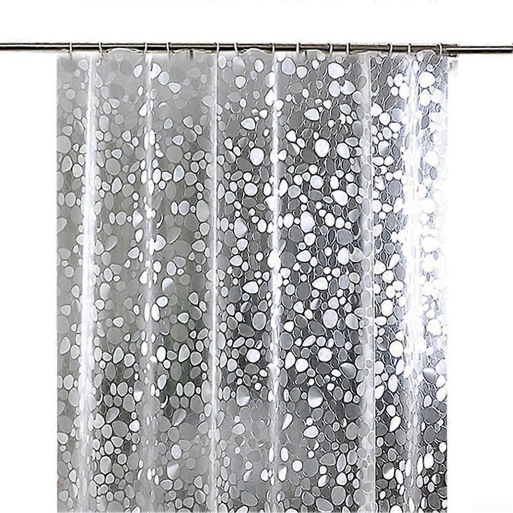Shower Curtain Waterproof EVA 3D Pebble Stone Design with Rustproof Grommets for Bathroom 80 x 180 cm