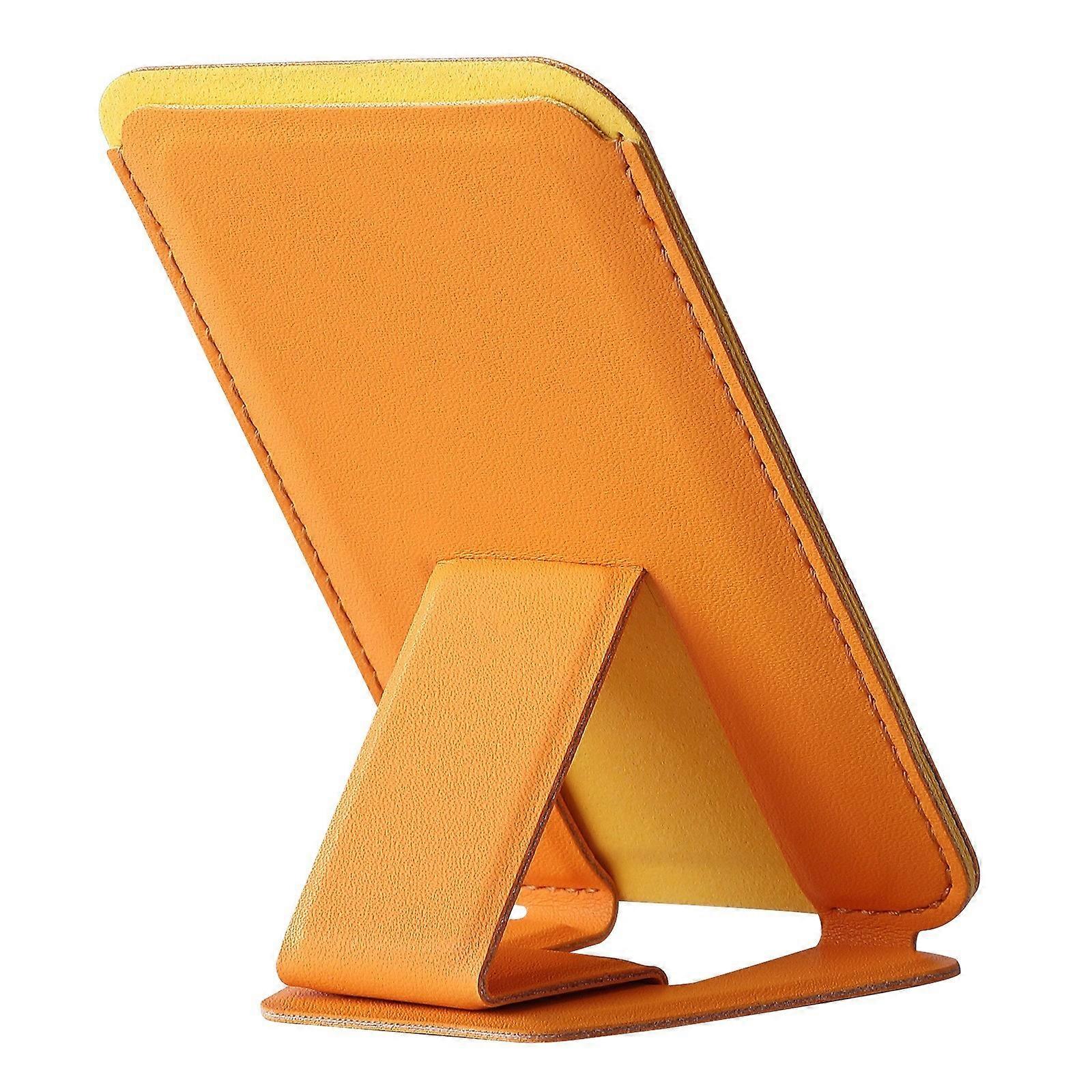 Portable Multiple Angle Adjustable Magnetic Phone Stand Holder Rack Foldable Design PU Leather Compact Travel Friendly  Yellow