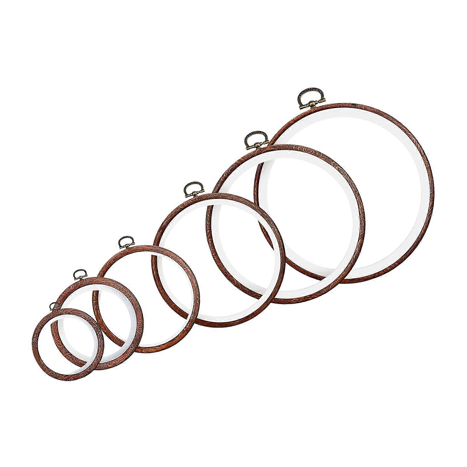 6Pcs Round Stitching Hoops Ergonomic Rubber Embroidery Frames with Quick Adjustment Mechanism for Needlework Crafting Multicolor
