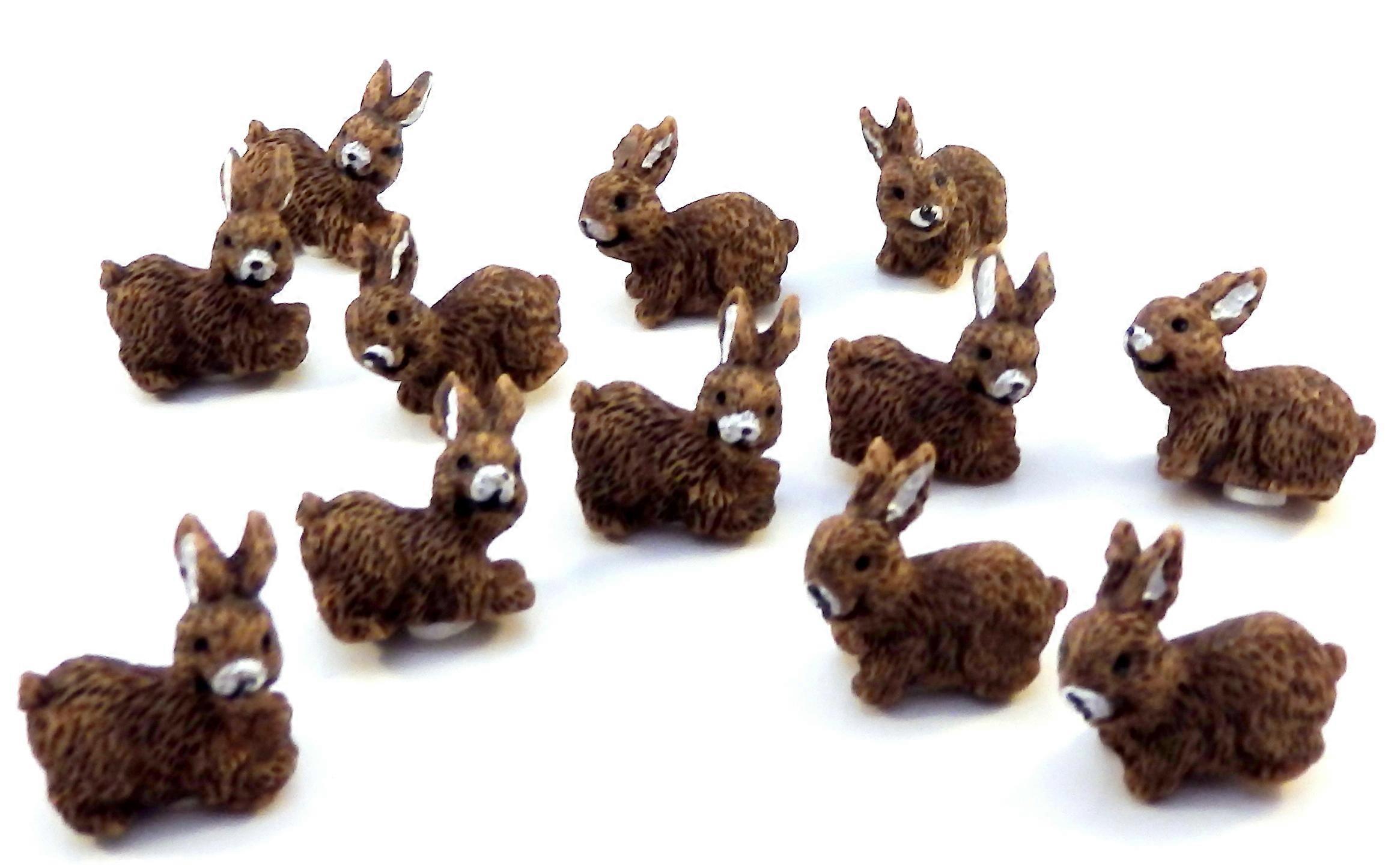 دمى البيت الحيوانات الأليفة مجموعة من 12 الأرنب الأرانب مصغرة 1:12 ملحق حديقة