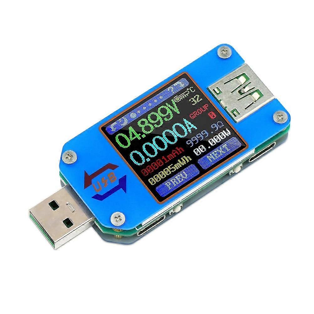 USB Power Meter, DC 4-24V 5A LCD USB A&C Voltage Current Display USB Tester Multimeter, Test Speed of Charger Cables
