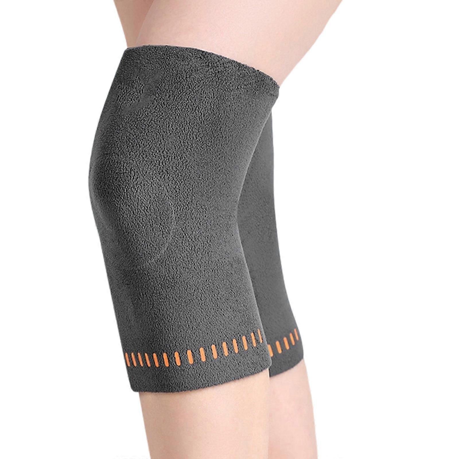 Adjustable Thermal Knee Warmers Fleece Lined Support For Joint Pains Relief  Gray Universal code