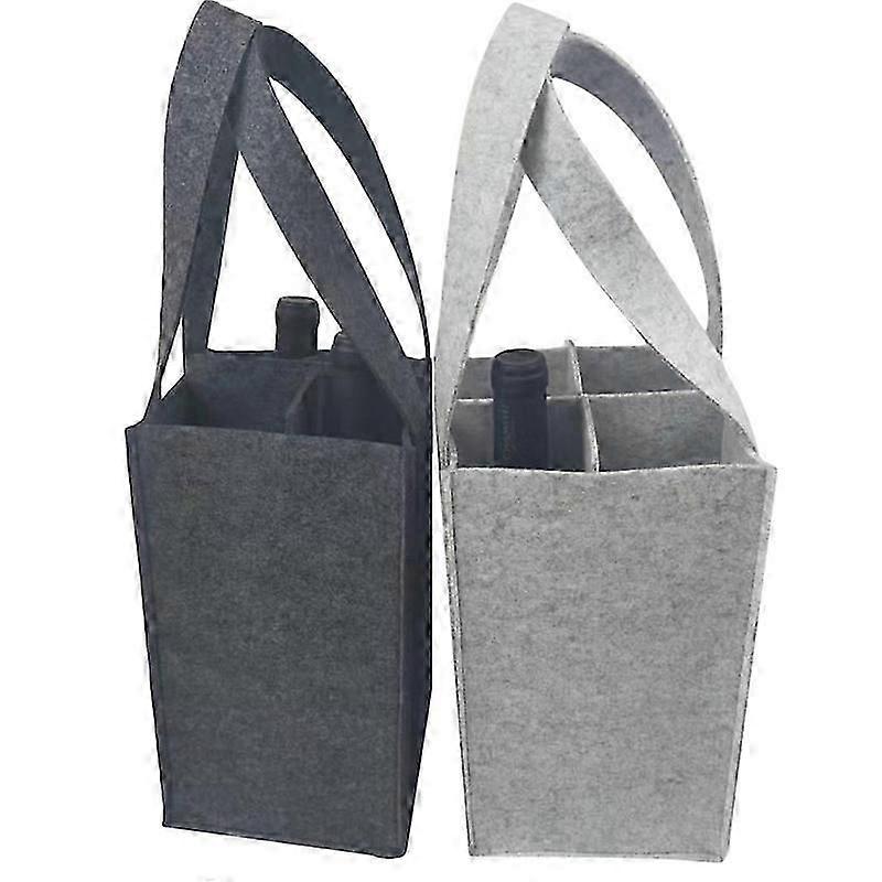Felt Wine Carrier for 4 Bottles Separate Compartments