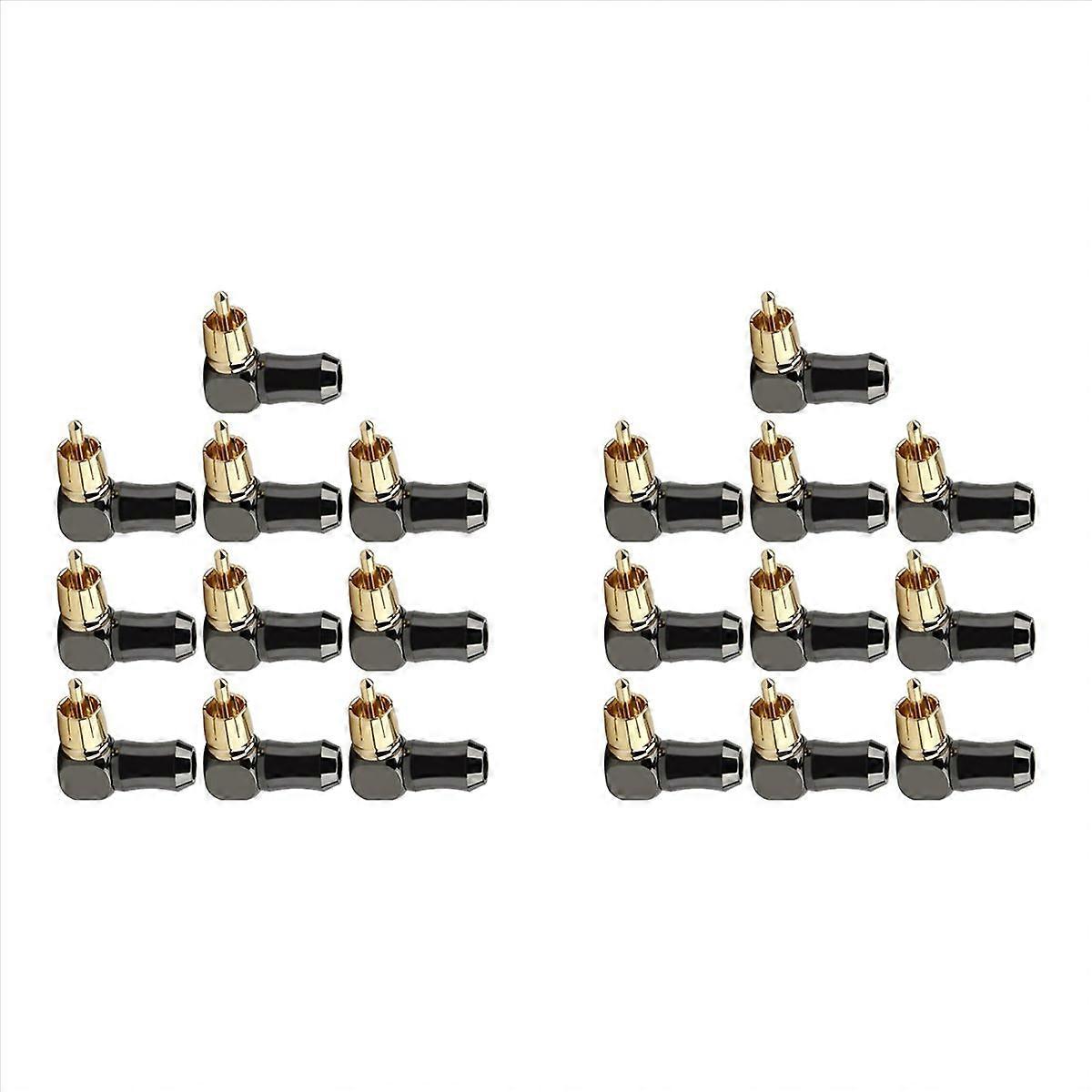 20Pcs Connector Audio Plug Male 90 Degree Right Angle Elbow Speaker Terminal Conector for Soldering 