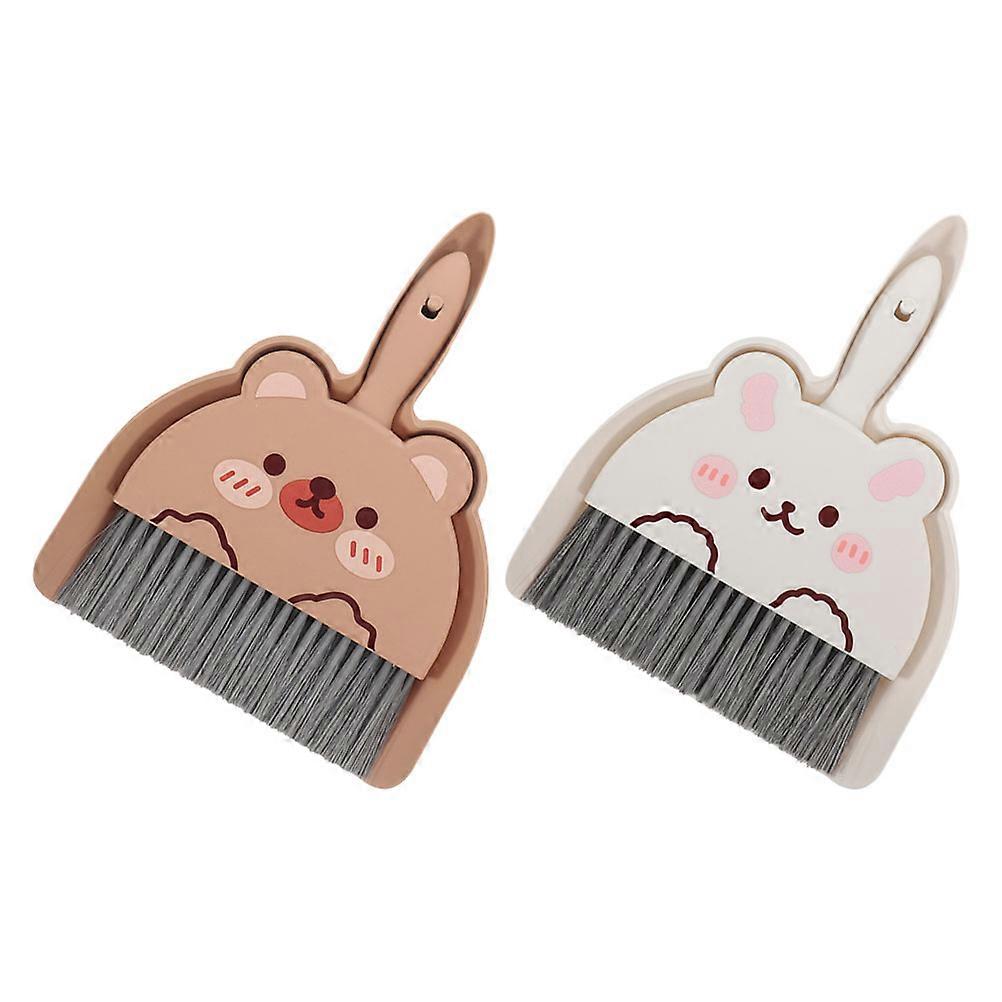Mini Hand Broom Pan Cartoon Shape Lightweight Dust Removal 2Set For Dormitory Computer Room